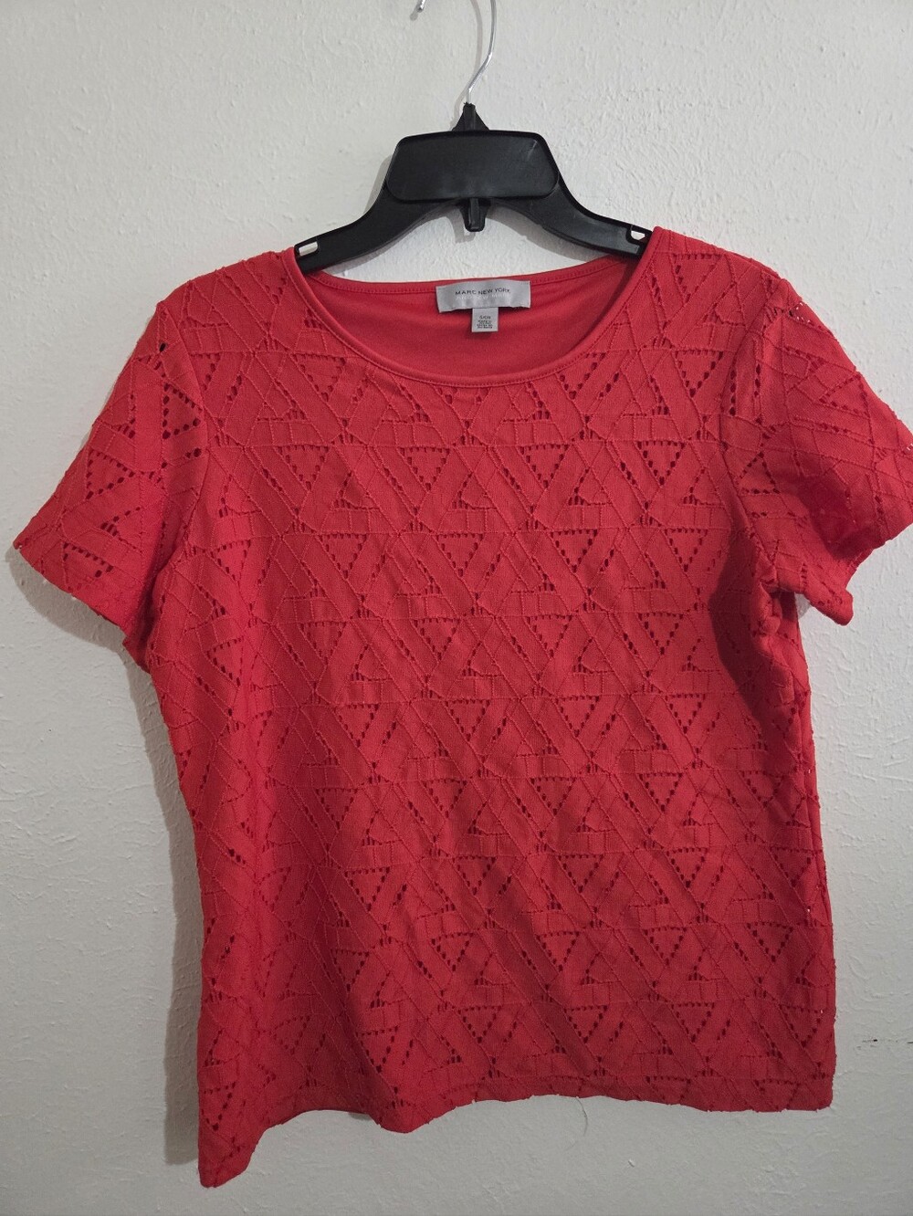 St. John's Bay Bright Red Eyelet Short Sleeve Tee
